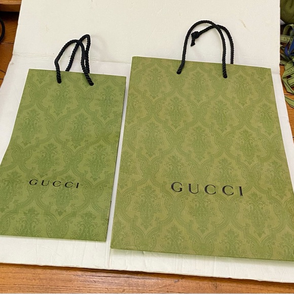 (SOLD) Lot of 2 Gucci Green Gift Bags - Picture 1 of 14